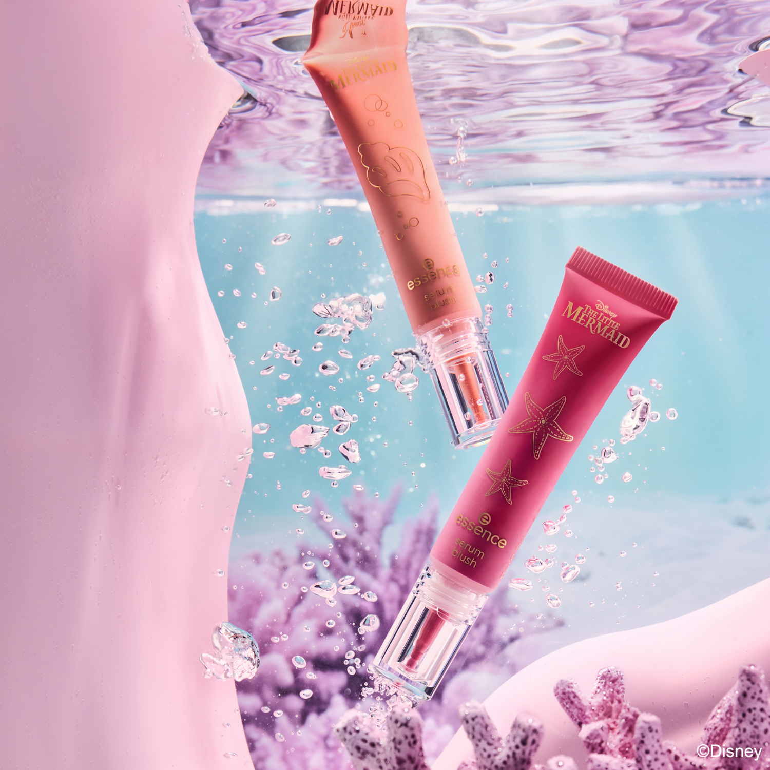 essence Disney THE LITTLE MERMAID serum blush korallinen poskipuna kuulaan hehkuvaan meikkiin