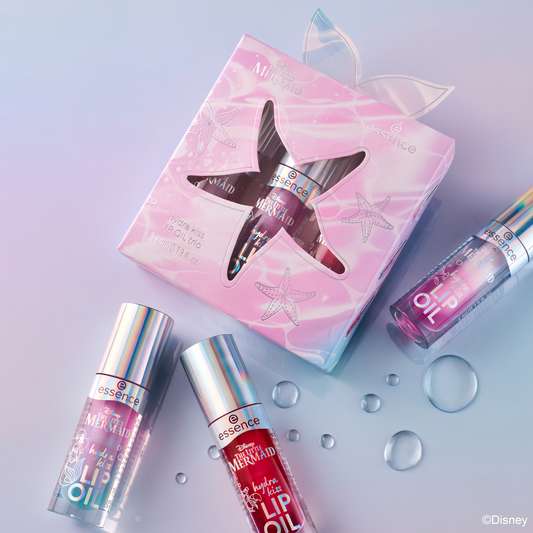 essence Disney THE LITTLE MERMAID hydra kiss LIP OIL trio huuliöljysetti 3 kpl shimmer sävyt