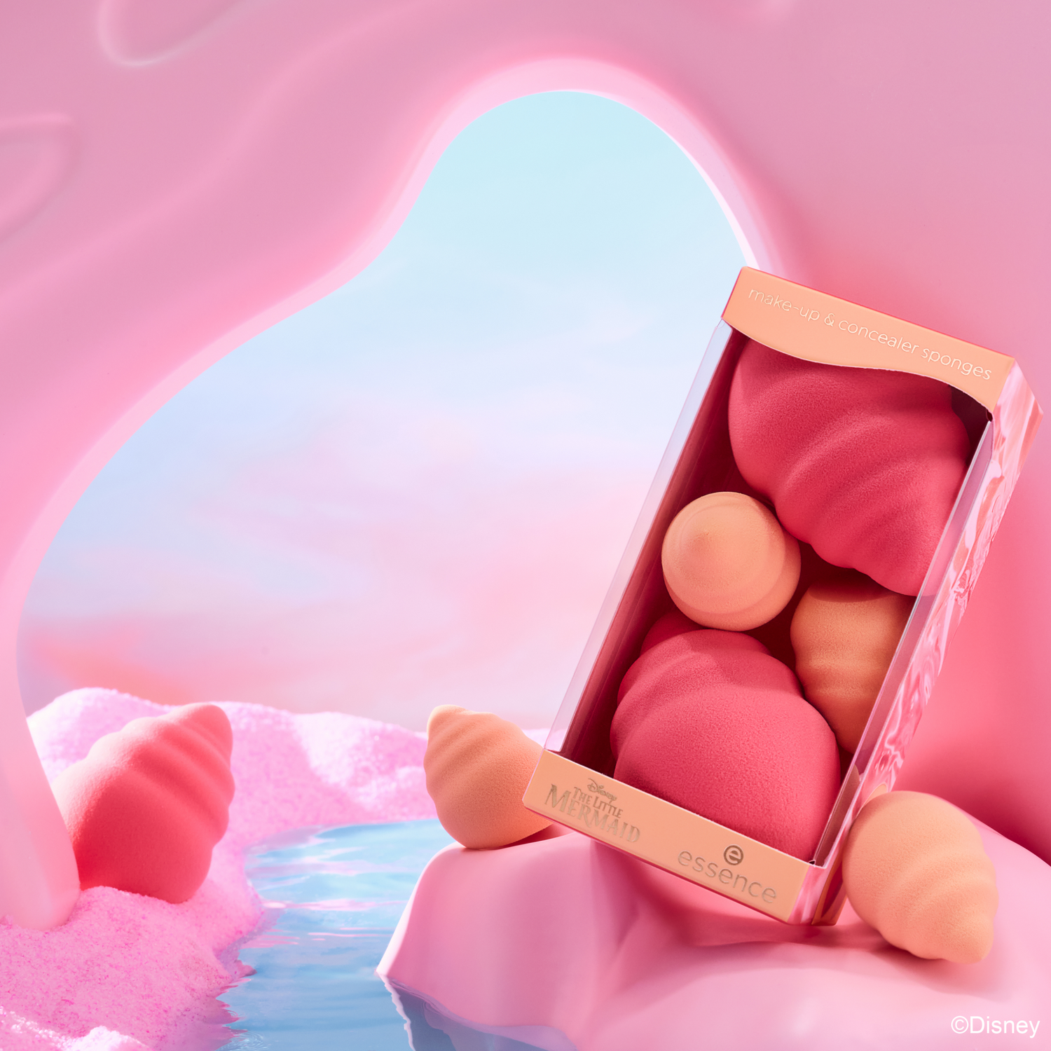 essence Disney THE LITTLE MERMAID make-up and concealer sponges Coming Out Of My Shell meikkisienet 4 kpl