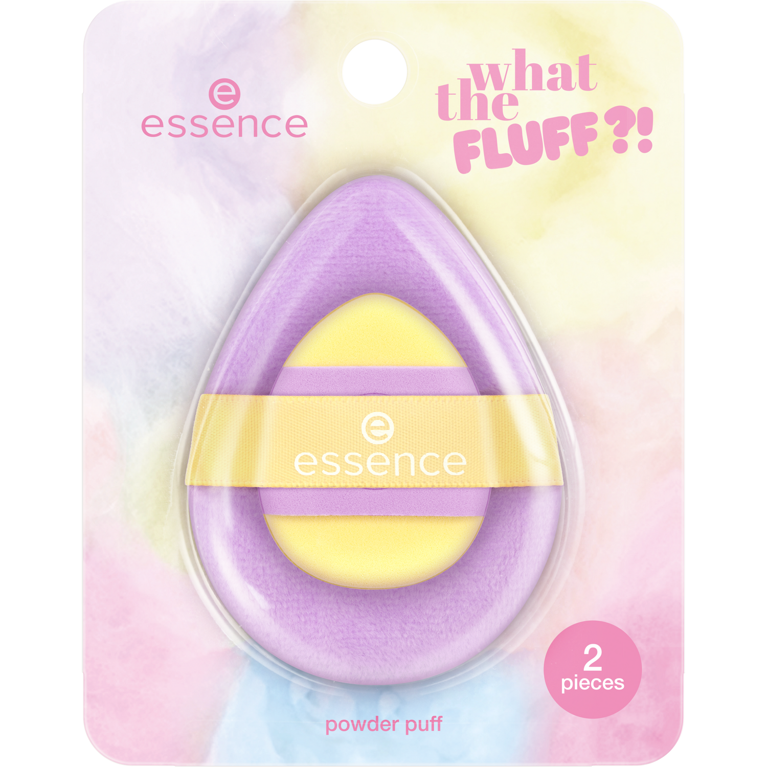 essence WHAT THE FLUFF?! powder puff Fluff Yeah puuterivipat lähikuva pehmeistä meikkivipoista puuterikäyttöön