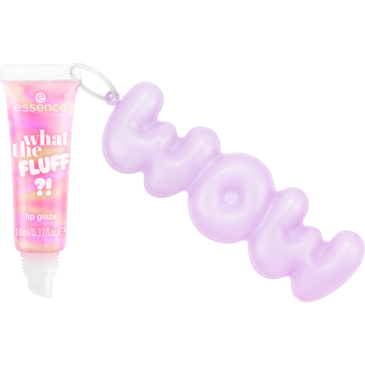 essence WHAT THE FLUFF?! lip glaze Cloudy Kiss huulikiilto pakkaus vaaleanpunainen hohtava sävy