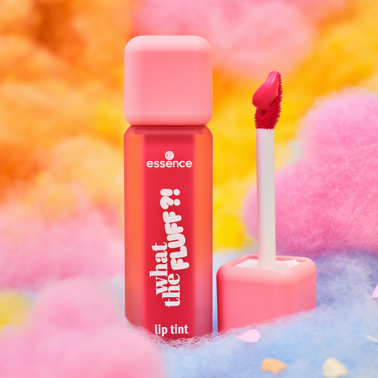 essence WHAT THE FLUFF?! lip tint Candy-Stain huuliväri pakkaus vaaleanpunainen sävy