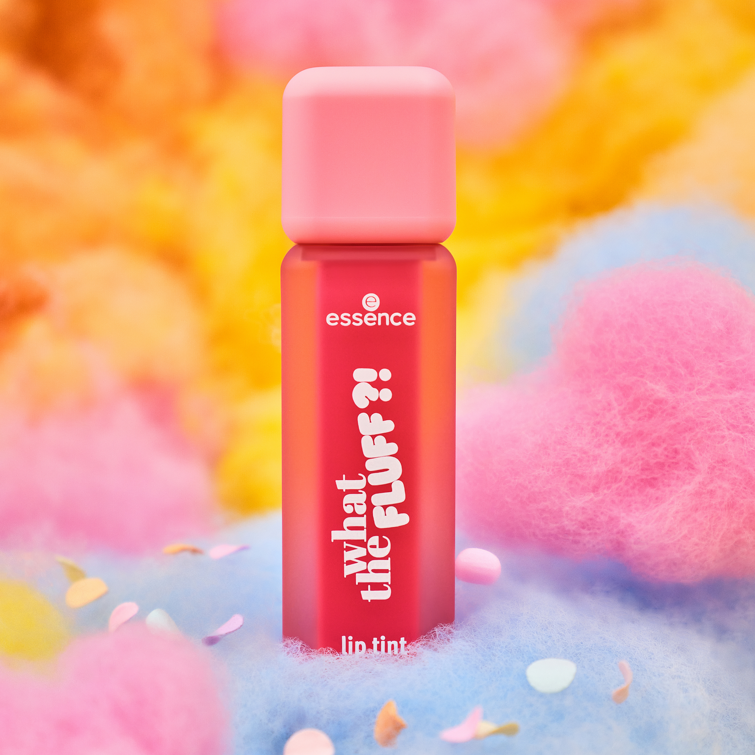 essence WHAT THE FLUFF?! lip tint Candy-Stain swatch vaaleanpunainen huuliväri