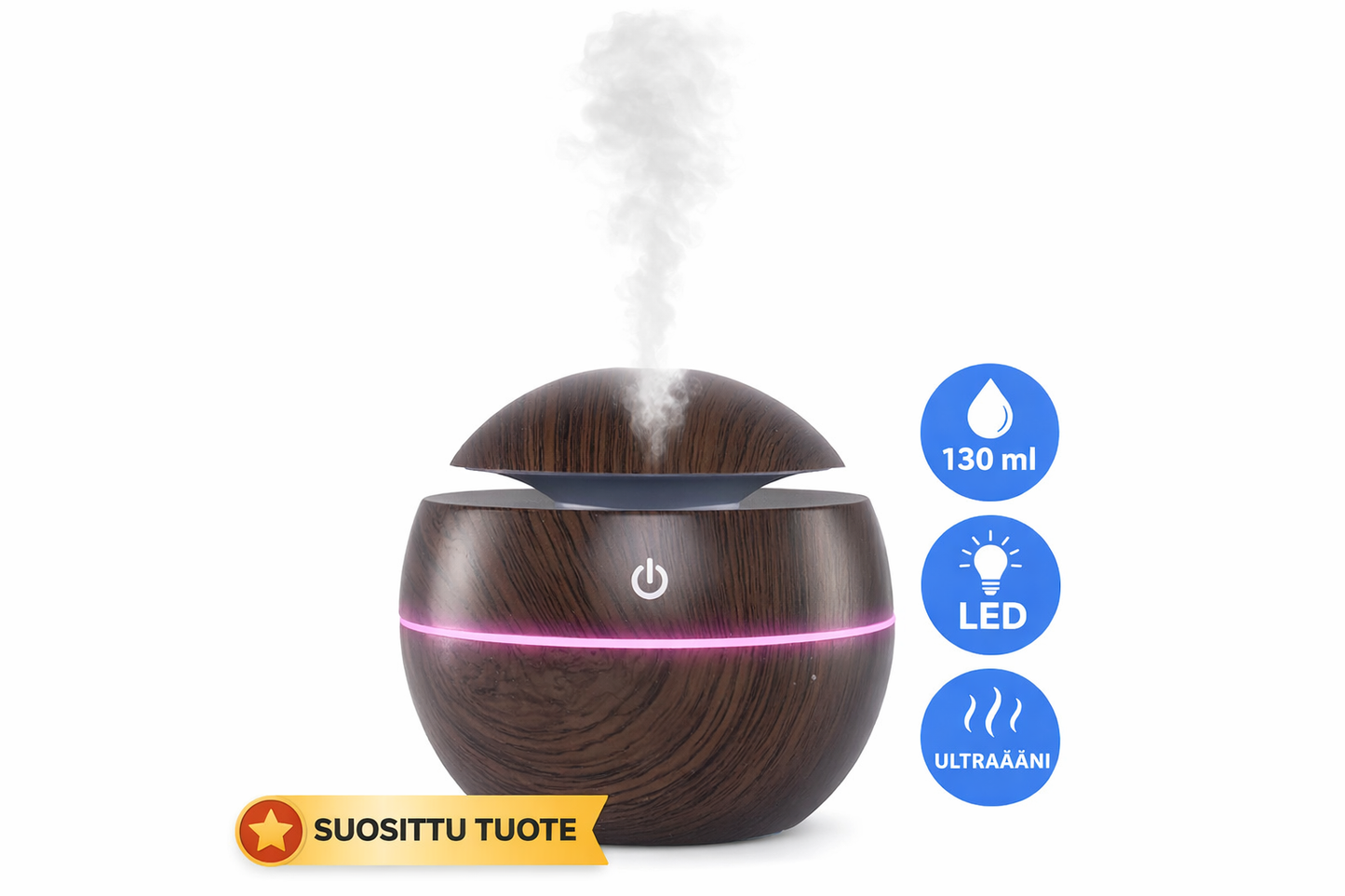 LED-valaistu SPA-16 aromadiffuuseri – kompakti diffuuseri eteerisille öljyille 130 ml